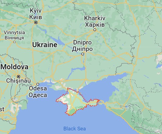 A Google Map of Crimea.