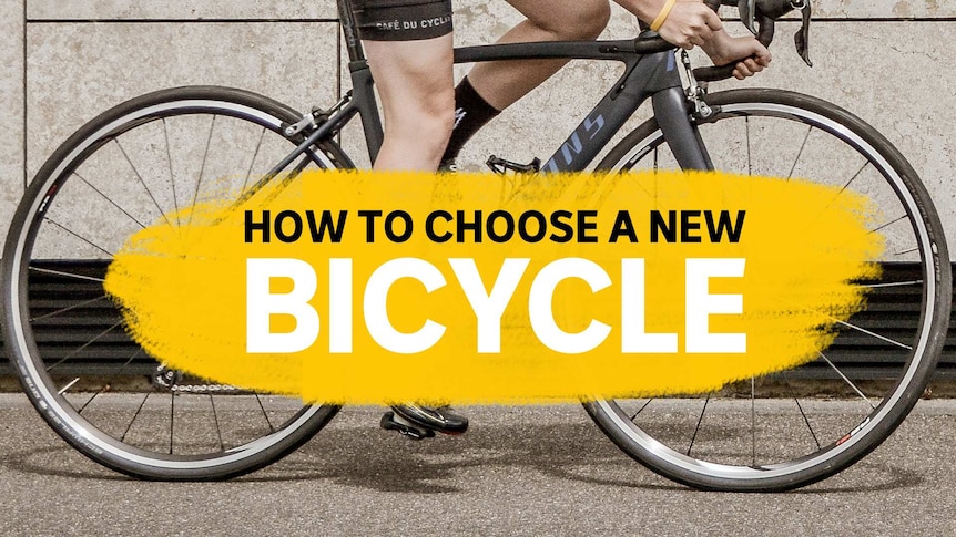 Person on a bike with a title card: How to choose a new bicycle