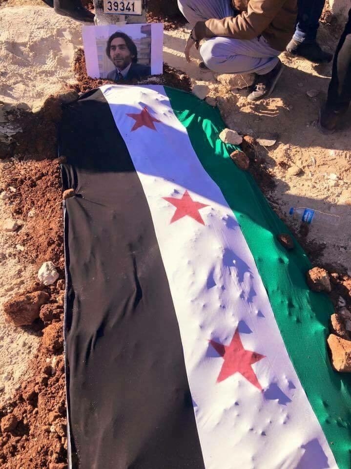 Syrian journalist and documentary maker Naji Jerf's burial