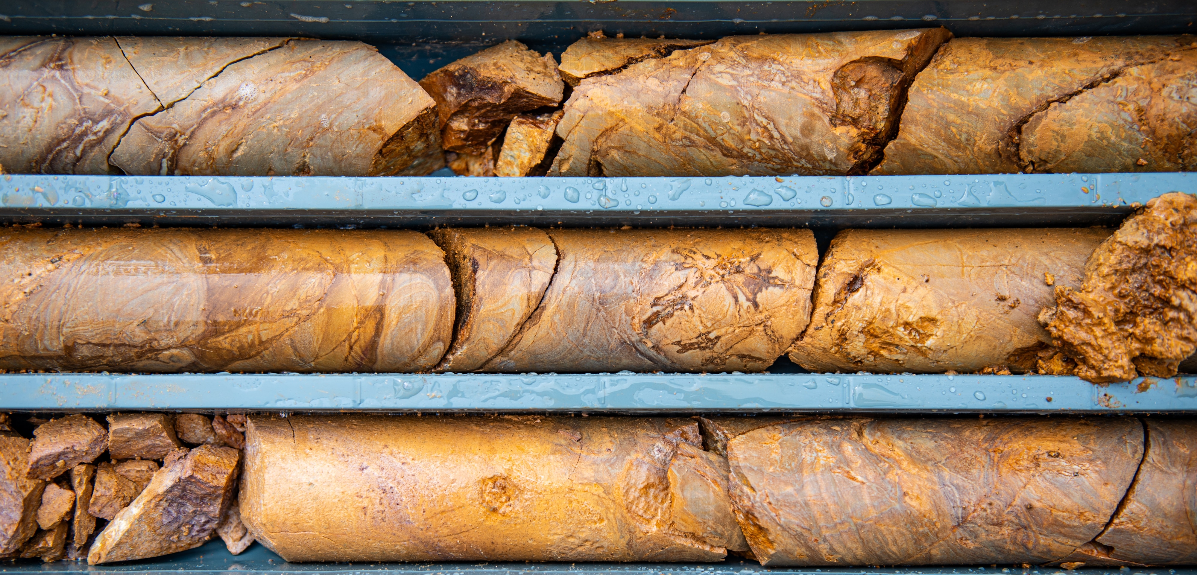 Muestras tubulares de perforación de exploración.