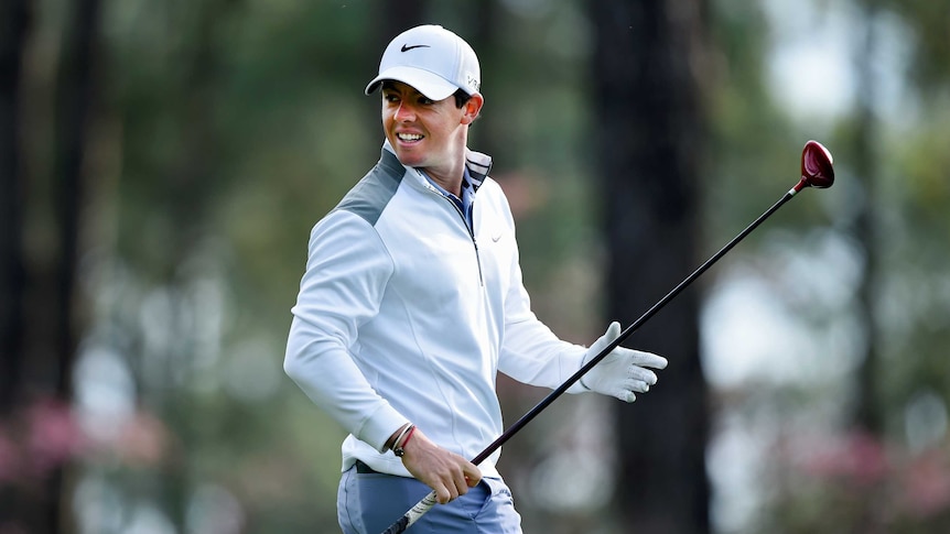 Rory McIlroy warms up for the Masters