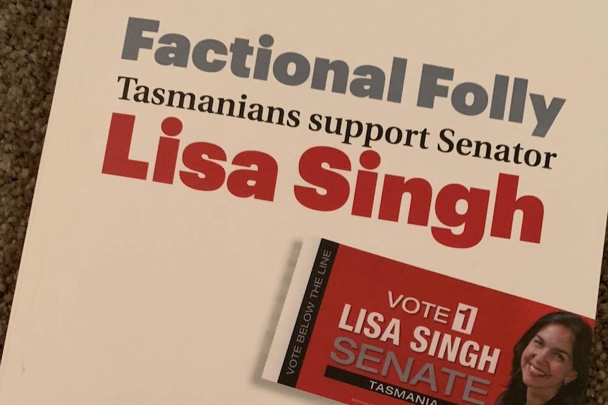 A book entitled "Factional Folly Tasmanians support Senator Lisa Singh"
