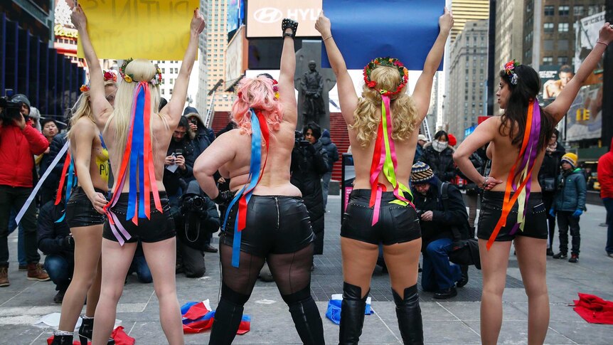Protesters from the topless activist group FEMEN