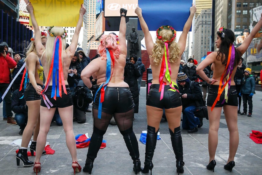 Protesters from the topless activist group FEMEN