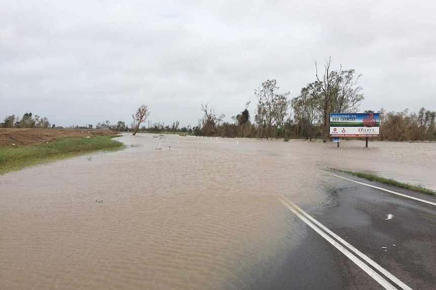 Flooded Sandy Gully on March 29, 2017 after Cyclone Debbie on the Bruce Highway