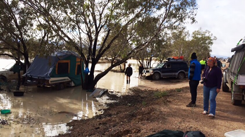 A flooded campsite outside Birdsville
