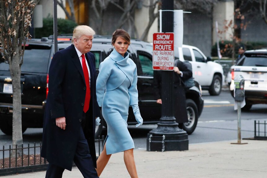 President-elect Donald Trump and his wife Melania arrive for a church service