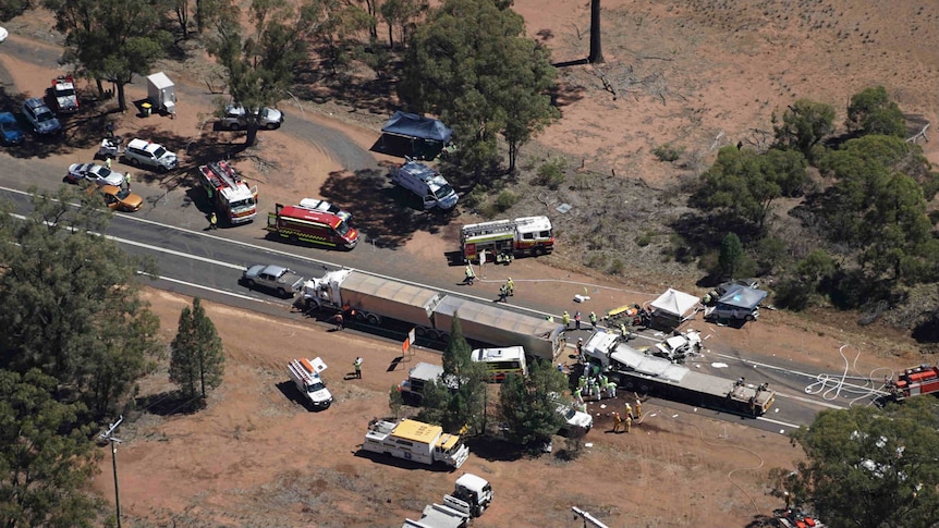 Aerials of crash.