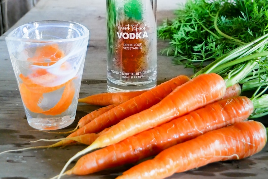 Carrots and a bottle of vodka.