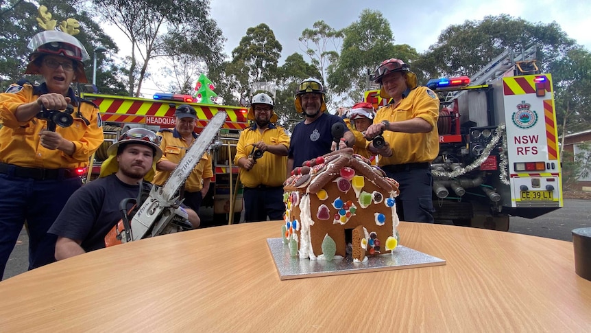 Firefighters work on Christmas Day.