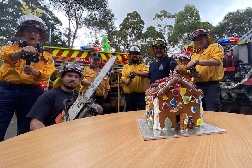 Firefighters work on Christmas Day.