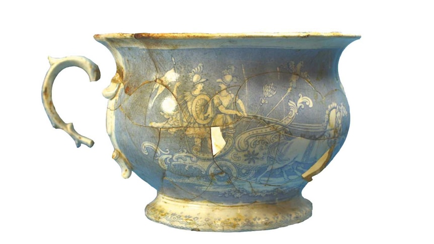 19th century chamber pot excavated from a cesspit in Melbourne