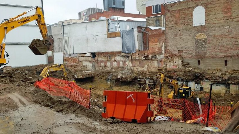 Underpinning works at Hobart Myer site