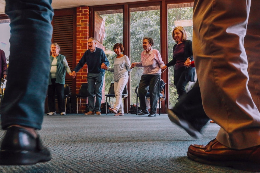 Participants in a dance class for people with Parkinson's disease.