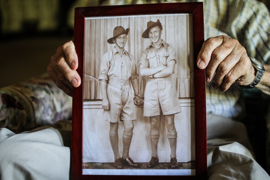 A young Colin Hamley (right) with his older brother (left) who died six months after being a POW on the Thai Burma Railway.