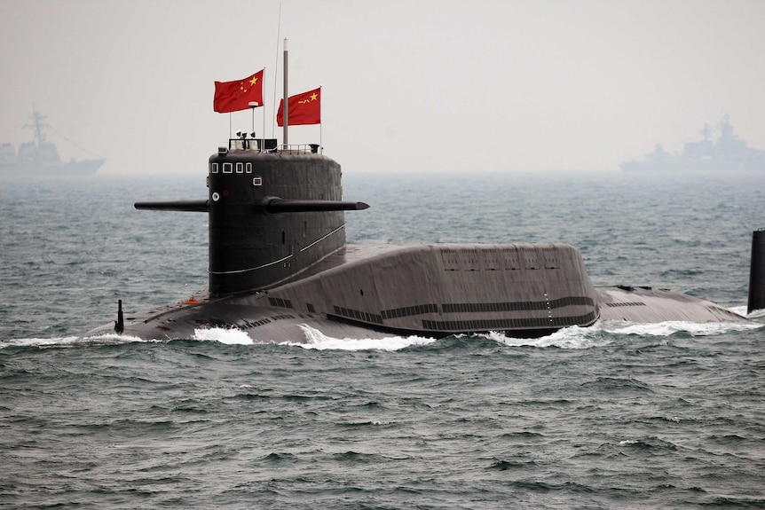 A Chinese Navy submarine attends an international fleet.