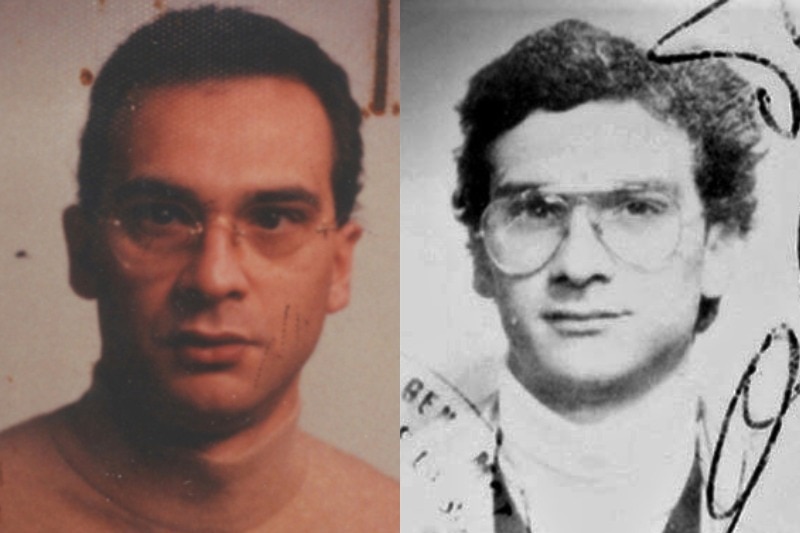 A composite image of two photos of a young Italian man in glasses