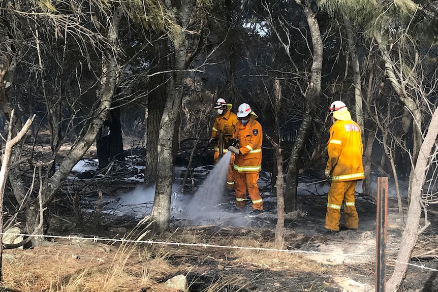 Firefighters at the scene of the George Town blaze