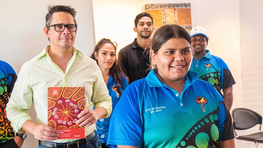 Aboriginal affairs minister with group of Indigenous youth