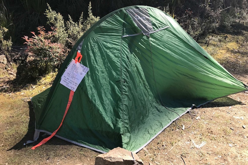 Missing bushwalker Bruce Fairfax's tent.