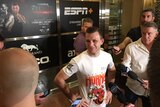 Australian boxer Jeff Horn speaks to the media the morning after his fight with Terence Crawford.