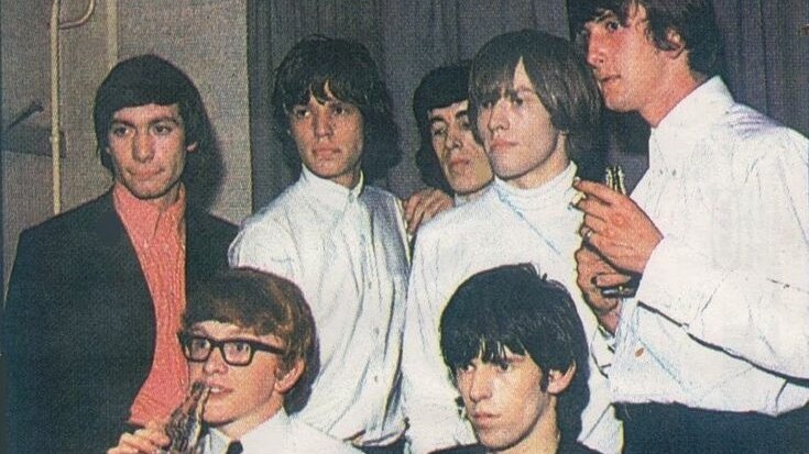 A early colour photo of The Rolling Stones with Gordon Waller and Peter Asher.