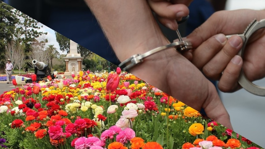 flowers and handcuffs