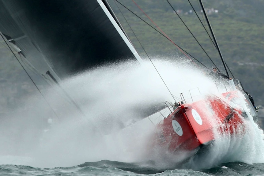Comanche at the start of the 2015 Sydney to Hobart yacht race