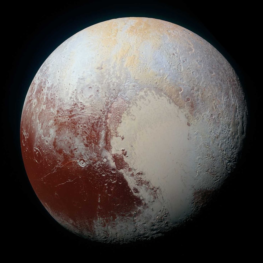A colourised image of Pluto.