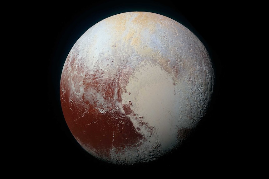 A colourised image of Pluto.