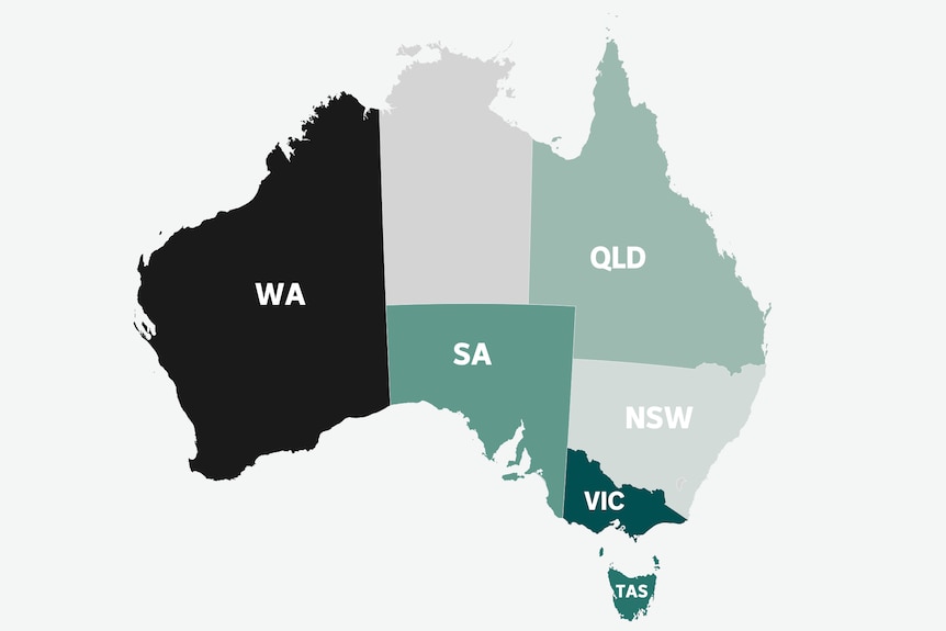 A map of Australia showing its states