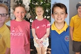 Composite image of five primary school children
