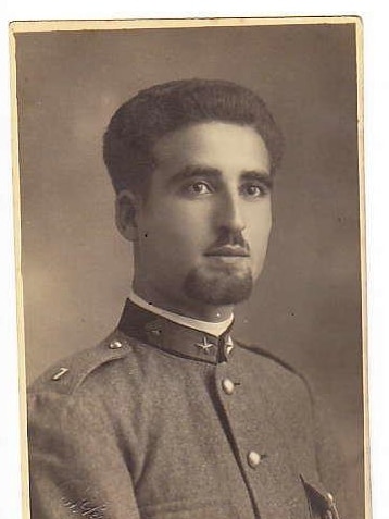 Black and white image of an Italian man in a military uniform