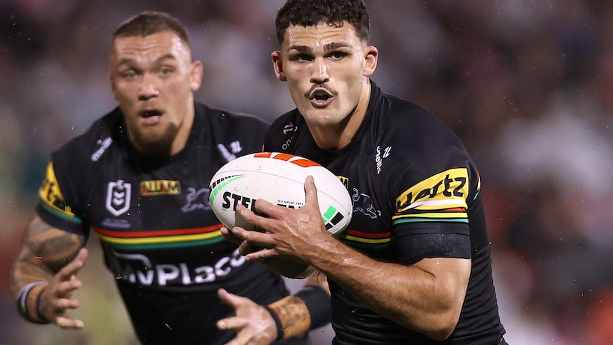 Nathan Cleary runs with the ball