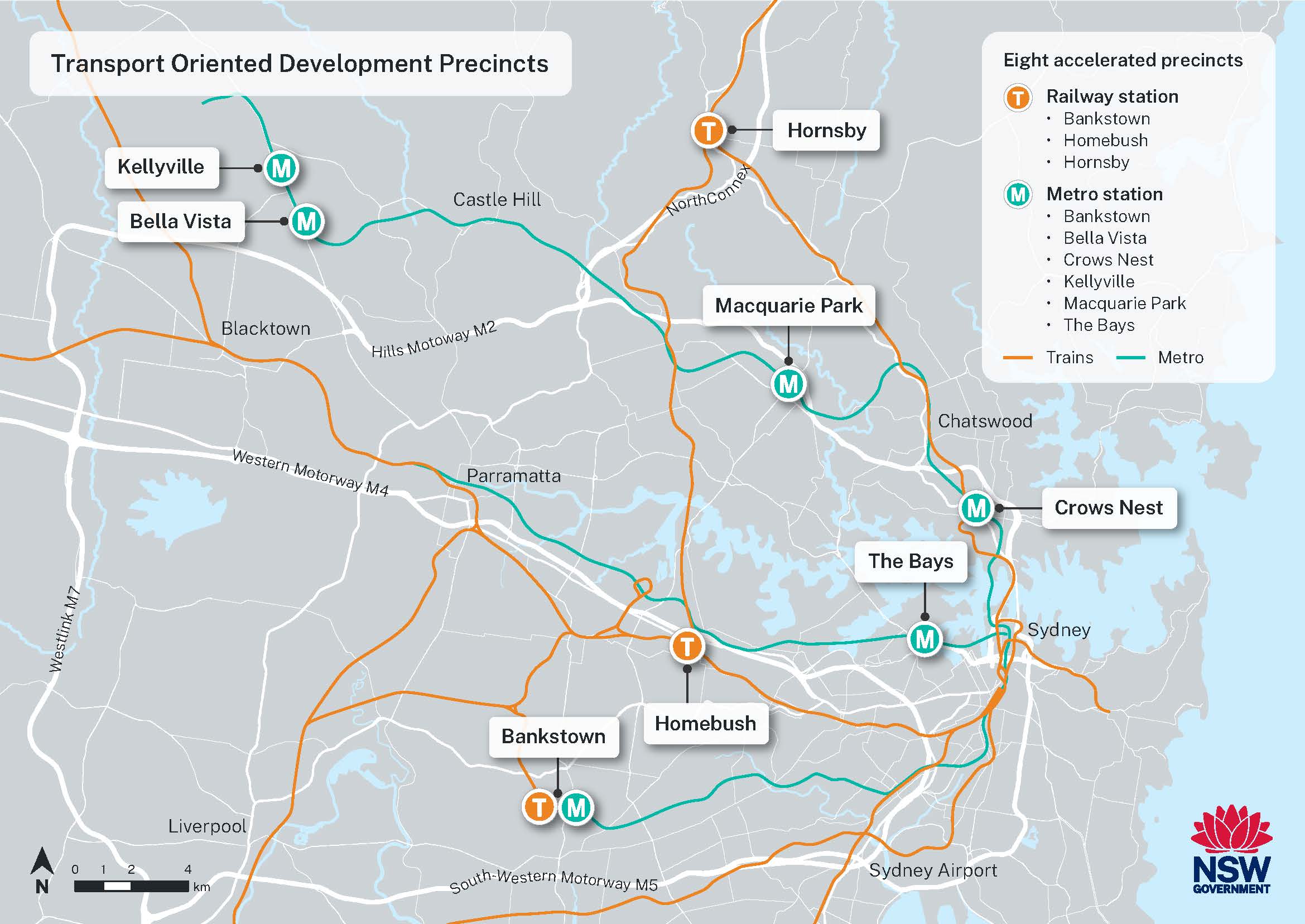 A map of the metro west plans accidentally published by the NSW government