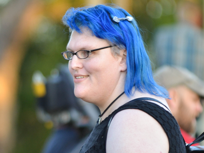 Miranda Sparks at a vigil for murdered woman, Mayang Prasetyo, at New Farm Park in Brisbane on October 10 2014.