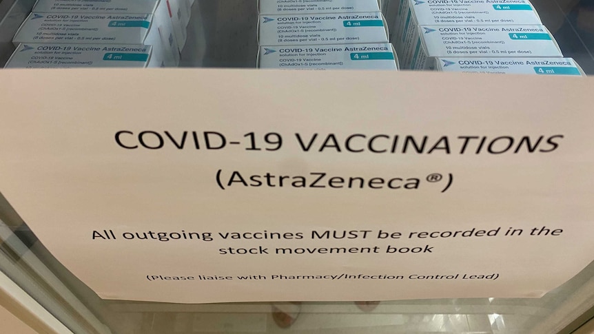 A tray of AstraZeneca vaccines in Murray Bridge