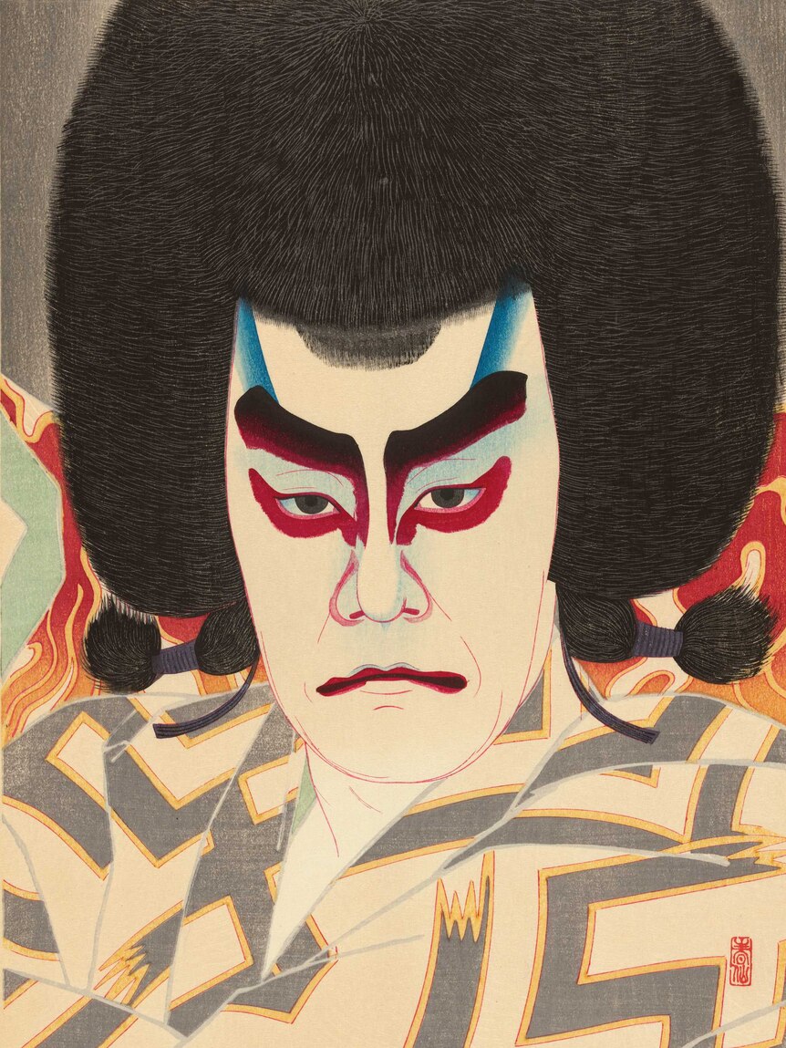 Ichikawa Sadanji II as Narukami in ‘Narukami’ 1926. By Natori Shunsen.