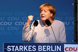 Angela Merkel campaigning in leadup to Berlin election