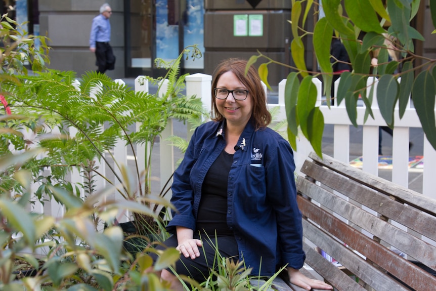 Holly Parsons, Bird in Backyard Count program manager at a popup backyard in Martin Place Sydney