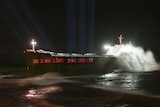 Slogan: Greenpeace used the Pasha Bulker as part of a protest against coal use overnight