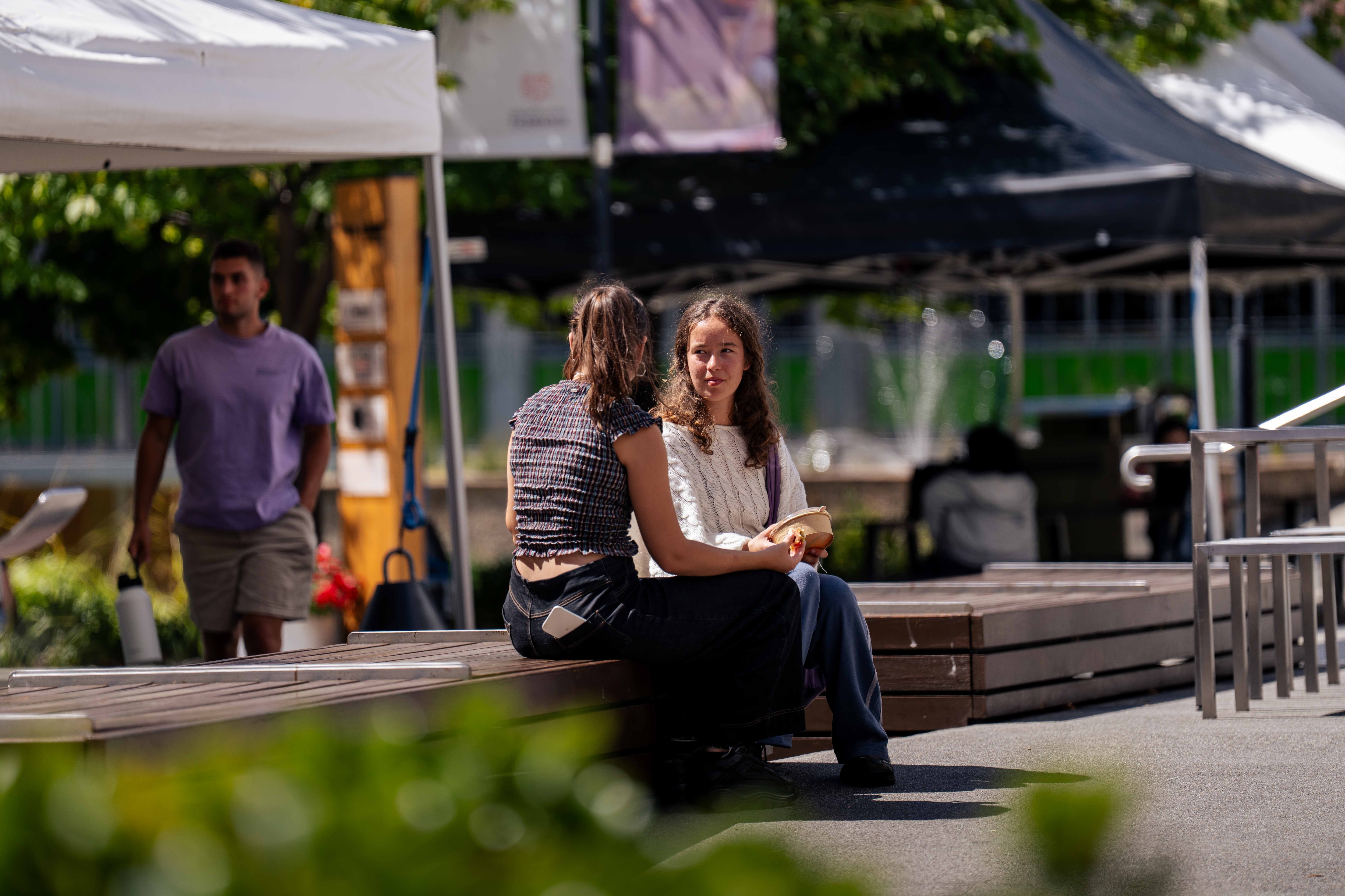 Students gathered on a university campus