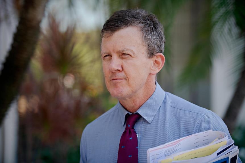 Peter Maley walks out the front of Darwin Local Court after representing Kim Kellet.