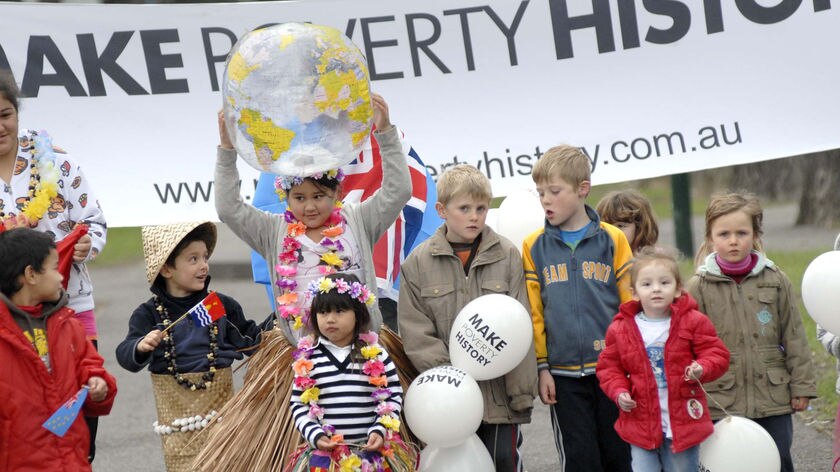 Children take part in a Make Poverty History campaign.