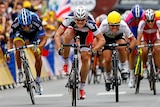 Andre Greipel (second left) was irked that Mark Cavendish's crash got more coverage than his stage four victory.