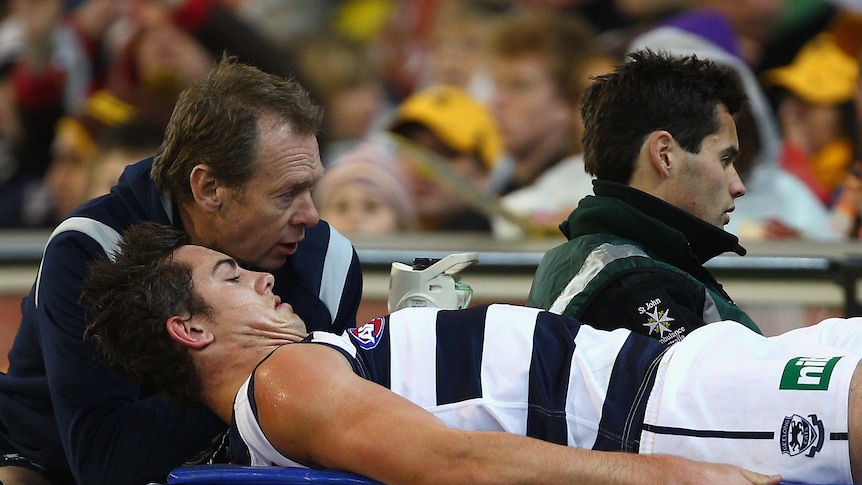 Devastating injury ... Menzel was initially injured in Geelong's qualifying final win over Hawthorn last September.