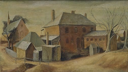 A photograph of Margaret Olley's 1948 painting Backbuildings. Olley died in Sydney on Tuesday July 26 2011, aged 88.