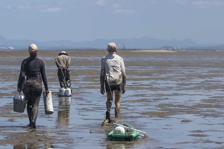 The benthic sampling team works hard for their science