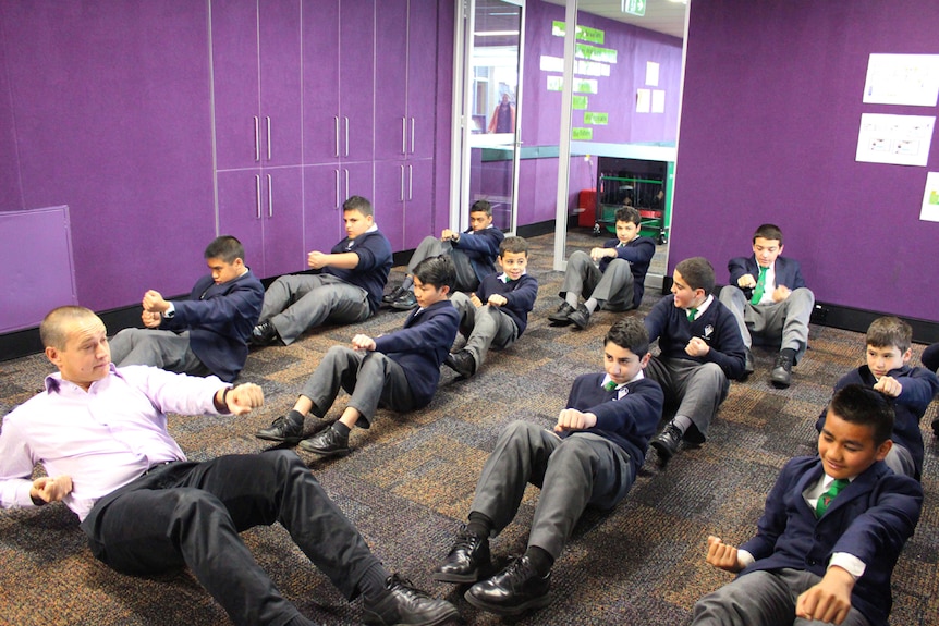 Students at Delany College in Granville starting their day with 'brain push-ups'