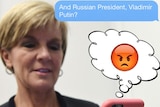 Buzzfeed image showing Julie Bishop using red-face emoji